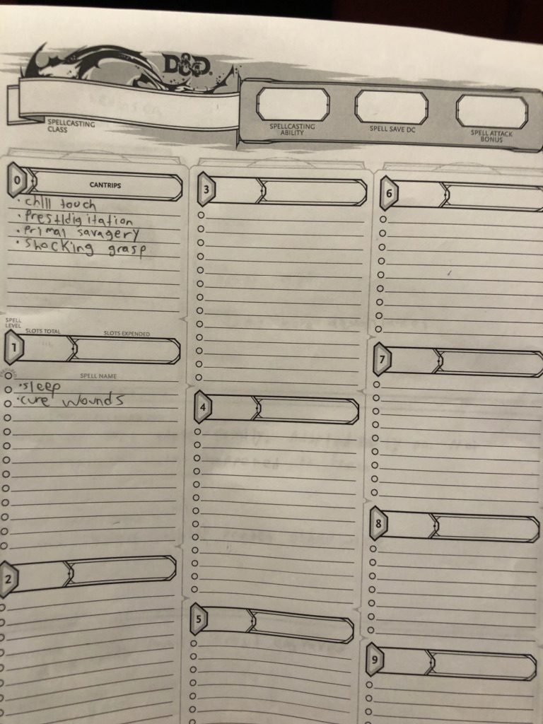 Elwin Levere D&D Character Sheet